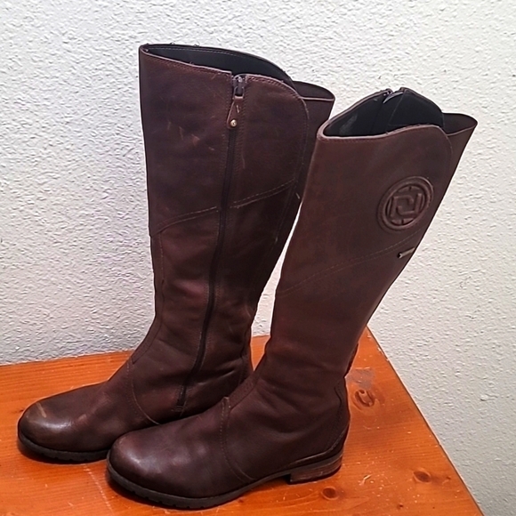 ROCKPORT WOMEN'S TRISTINA GORE TALL LEATHER WATERPROOF WIDE CALF BROWN BOOTS 7 - Picture 4 of 16